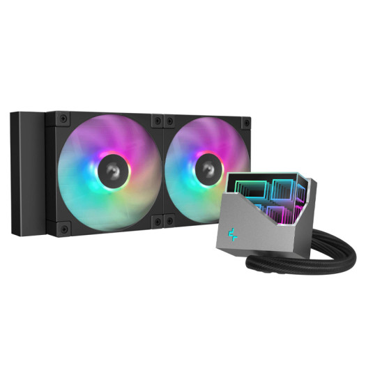 DeepCool LT240 ARGB Liquid CPU Cooler, 240mm Radiator, 2x FD12 ARGB Fan, 2400 RPM Fan Speed, 72.04 CFM Airflow, Hydro Bearing Type, Anti-Leak Technology, Black | R-LT240-BKAMNC-G-1